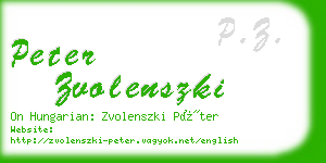 peter zvolenszki business card